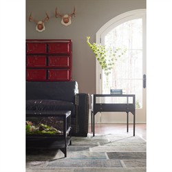 Katren Industrial Loft Tempered Glass Top Black Iron Frame Coffee Table|