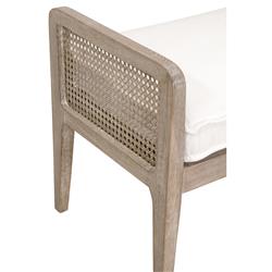 Elias Coastal Beach White Performance Cushion Woven Cane Oak Wood Bedroom Bench|