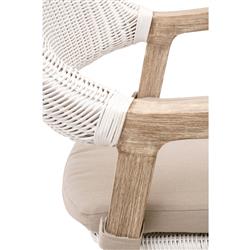Lucile Coastal Beach Beige Cushion White Woven Rattan Mahogany Counter Stool|