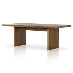 Alina Rustic Lodge Brown Oak Wood Rectangular Dining Table - 84"W|