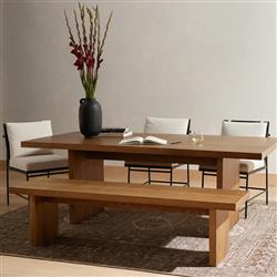 Alina Rustic Lodge Brown Oak Wood Rectangular Dining Table - 84"W|