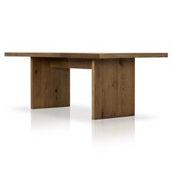 Alina Rustic Lodge Brown Oak Wood Rectangular Dining Table - 84"W|