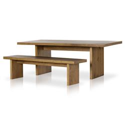 Alina Rustic Lodge Brown Oak Wood Rectangular Dining Table - 84"W|