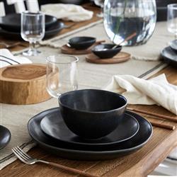 Livia Modern Classic Matte Black Stoneware Pasta Bowl - Set of 4|