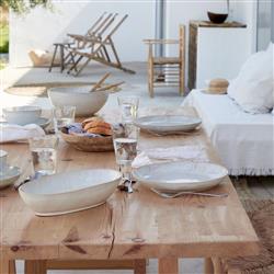 Eivissa Coastal Beach Beige Stoneware Dinner Plate - Set of 4|