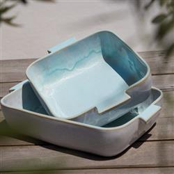 Eivissa Coastal Beach Blue Stoneware Rectangular Baking Dish|