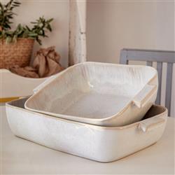 Eivissa Coastal Beach Beige Stoneware Square Baking Dish|