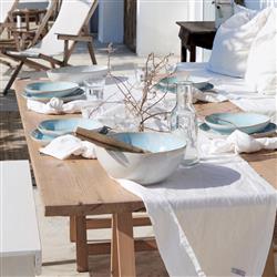 Eivissa Coastal Beach Blue Stoneware Pasta Bowl - Set of 4|