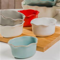 Cook &amp; Host Modern Blue Stoneware Oval Ramekin - Set of 4|