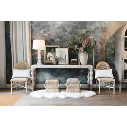 Louise Coastal Beach Natural Handwoven Rattan Dining Side Chair|