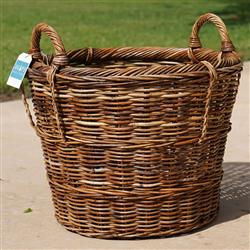 Camilla Coastal Beach Natural Handwoven Rattan Floor Log Basket|
