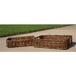 Camilla Coastal Beach Natural Woven Rattan Decorative Basket - Set of 2|