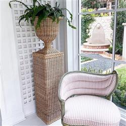 Cailee Coastal Beach Natural Handwoven Faux Rattan Outdoor Plinth Pedestal - 43"|