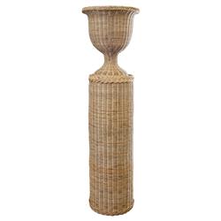 Riona Coastal Beach Natural Handwoven Rattan Plinth Pedestal - 43"|