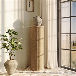 Riona Coastal Beach Natural Handwoven Rattan Plinth Pedestal - 43"|