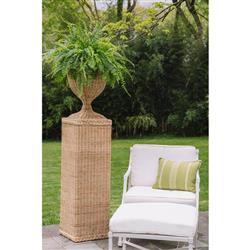 Riona Coastal Beach Natural Woven Rattan Square Base Urn Pot Planter|