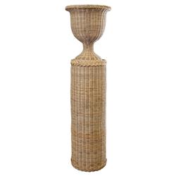 Riona Coastal Beach Natural Woven Rattan Round Base Urn Pot Planter|