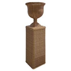 Cailee Coastal Beach Natural Handwoven Faux Rattan Urn Outdoor Planter|
