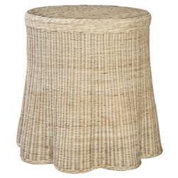 Terese Coastal Beach Natural Handwoven Rattan Round Side Table|