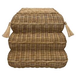 Fiona Coastal Beach Natural Handwoven Rattan Square Stool|