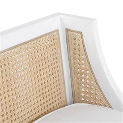 Alyssa Coastal White Cushion Wood Bleached Cane Accent Daybed|