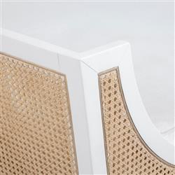 Alyssa Coastal White Cushion Wood Bleached Cane Accent Daybed|