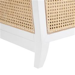 Alyssa Coastal White Cushion Wood Bleached Cane Accent Daybed|