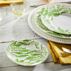 Freya French White Porcelain Green Floral Canape Plate - Set of 4|