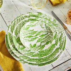 Freya French White Porcelain Green Floral Canape Plate - Set of 4|