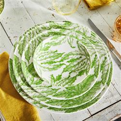 Freya French Country White Porcelain Green Floral Dinner Plate|
