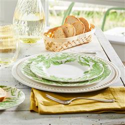 Freya French Country White Porcelain Green Floral Dinner Plate|