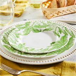 Freya French Country White Porcelain Green Floral Salad Plate|