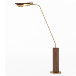 Ashton Rustic Lodge Brass Iron Brown Leather Shade Task Reading Floor Lamp|
