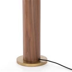 Ashton Rustic Lodge Brass Iron Brown Leather Shade Task Reading Floor Lamp|