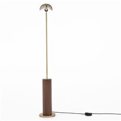 Ashton Rustic Lodge Brass Iron Brown Leather Shade Task Reading Floor Lamp|