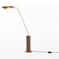 Ashton Rustic Lodge Brass Iron Brown Leather Shade Task Reading Floor Lamp|