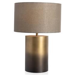 Maddux Industrial Loft Antique Brass Iron Grey Drum Shade Table Lamp|