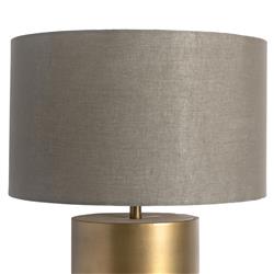 Maddux Industrial Loft Antique Brass Iron Grey Drum Shade Table Lamp|