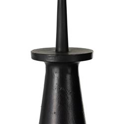 Iris Mid Century Black Aluminum Light Beige Cotton Shade Column Floor Lamp|
