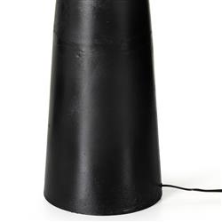 Iris Mid Century Black Aluminum Light Beige Cotton Shade Column Floor Lamp|