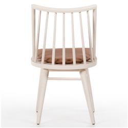 Lara Rustic Lodge Brown Leather Off White Oak Windsor Dining Side Chair|