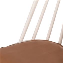 Lara Rustic Lodge Brown Leather Off White Oak Windsor Dining Side Chair|