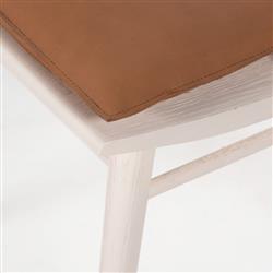 Lara Rustic Lodge Brown Leather Off White Oak Windsor Dining Side Chair|