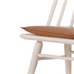 Lara Rustic Lodge Brown Leather Off White Oak Windsor Dining Side Chair|