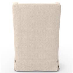 Silas Modern Classic Beige Herringbone Upholstered Slipcovered Swivel Arm Chair|