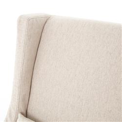 Silas Modern Classic Beige Herringbone Upholstered Slipcovered Swivel Arm Chair|