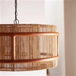 Nolan Coastal Beachwood Frame Natural Jute Chandelier|