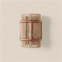 Nolan Coastal Beachwood Frame Natural Jute Wall Sconce|