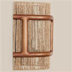 Nolan Coastal Beachwood Frame Natural Jute Wall Sconce|