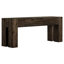 Oliver Rustic Lodge Dark Brown Oak Wood Rectangular Console Table|